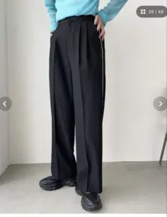 [新品] ローリーズファーム　TR スタイルアップワイドパンツ　ブラック　M