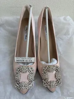 ビジュー付きピンクハイヒール 22.5cm