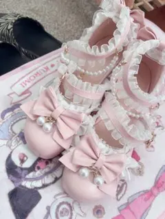 ピンク フリル リボン パンプス　量産型　ロリータ
