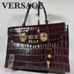 GIANNI VERSACE サンバースト ハンドバッグ クロコ型押し レザーのサムネイル