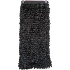 ​【新品タグ付】リシェグラマー キラキラ黒ロングスカート M ふわふわ毛足長めのサムネイル