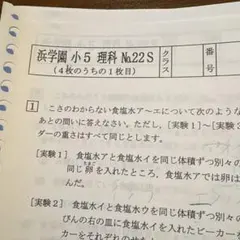 浜学園　小5理科S,V 2023復習テストNo.22-42原本のサムネイル