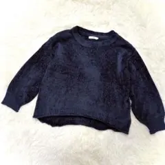 サマンサモスモスブルー モールヤーンニット(L)ネイビー ゆったり 無地