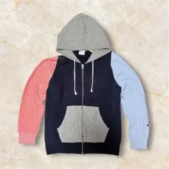 Champion リバースウィーブ クレイジーパターン 青単タグ パーカー M