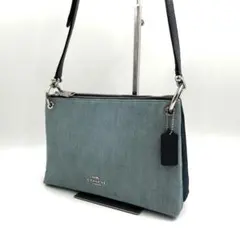 COACH 819 ショルダーバッグ デニム 2連ファスナー 斜め掛け レザー