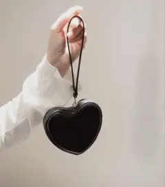 ハート型ミニハンドバッグ/コインケース　ブラック