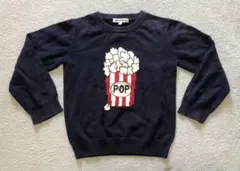 グローバルワーク/ポップコーン刺繍/綿100%ニット/Lサイズ/110〜120㎝