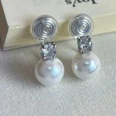 イヤリング　シルバー　一粒　痛くない　クリップ　ビジュー　入学式　卒業式