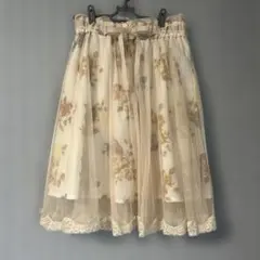 axes femme 花柄チュールフレアスカート