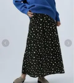 【新品】BAYFLOW ベイフロー　ベロア　プリントスカート 黒