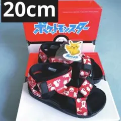 ポケットモンスター　サンダル　20.0 ストラップ　キッズ　赤　黒　子供　テープのサムネイル