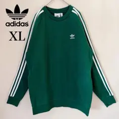 【裏起毛】アディダス オリジナルス 刺繍ロゴ スウェット グリーン O XL
