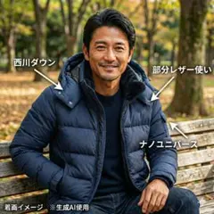 【美品】ナノユニバース 西川ダウンジャケット フレンチダウン ネイビー