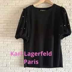 カールラガーフェルドパリ パール、ゴールドスタッズ付きパフスリーブカットソー黒のサムネイル