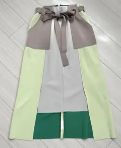 【人気】ドッキング切り替えスカート　アシメトリー