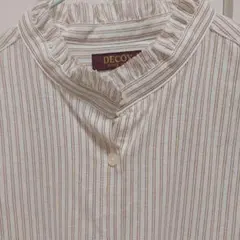 新品□デコイ　オーガニックコットン　フリル　サラッとシャツ　ブラウス　〜L
