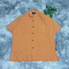 ヘリーハンセン（M）半袖 シャツ チェック柄 総柄 コットン100% インド製