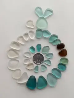天然シーグラス 30個セット ＋おまけ：うさぎのようなシーグラス