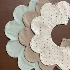 Konny スタイ3枚セット ベージュミント グリーン レッドドット 白 コニー