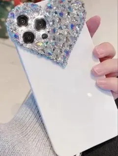 キラキラハート ラインストーン iPhoneカバー アイフォンケースホワイトのサムネイル