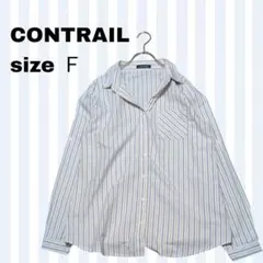 【コントレイル】ストライプシャツ 綿100% 体型カバー 袖ロールアップ