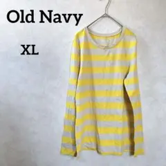 早い者勝ち Old Navy 【XL】 イエローとホワイトストライプ Tシャツ