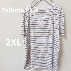 希少✨Talbots Plus 【2XL】ストライプ 半袖Tシャツ