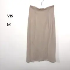 VIS Mサイズ Aラインスカート膝下シンプルスリットd551