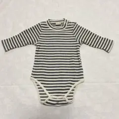 【petit main】ボーダー ロンパース・長袖・リブ《サイズ70》