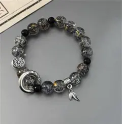 【値下げ】ガラスビーズ ブレスレット シルバー チャーム付き