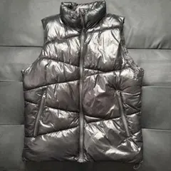 美品 ダウンベスト L 黒 光沢 肉厚 中綿 Y2K 00s 平成