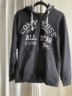 メンズ　パーカー　converse Lサイズ　黒　重ね着風　コンバース