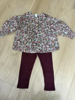 H&M 花柄ブラウス レギンス セット 長袖　上下セット　98cm 90-95