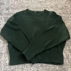 【UNIQLO】スムースコットンクルーネックセーター　グリーン　男女兼用M