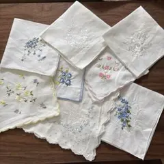 刺繍入りコットンハンカチ8枚セット