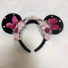 ディズニー カチューシャ ミニー 薔薇 フリル ピンク
