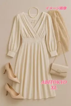 大きめ ABITOKYO カシュクール ロングシャツワンピ XL　ウエストゴム
