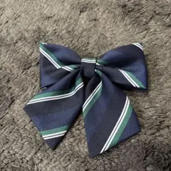 ネイビー グリーン ストライプ リボン