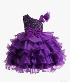 紫色 フリル付きドレス 130cm