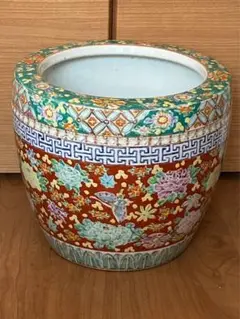 骨董 大型 古伊万里 伊万里 火鉢 十錦手 色絵 鉢カバー 睡蓮鉢 メダカ 金魚 骨董 大型 古伊万里 伊万里 火鉢 十錦手 色絵 鉢カバー 睡蓮鉢