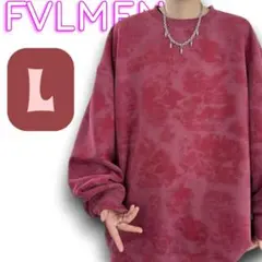 マーブル ピグメント調 スウェット プルオーバー 赤 タイダイ スウェット