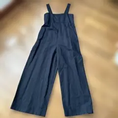 UNIQLO ブラック リネンブレンドサロペットXS