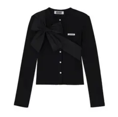 CRANK SEOUL Ribbon Tide Knit Cardigan