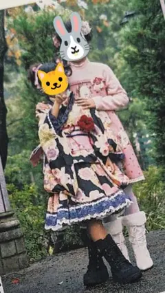 USED⭐黒地サクラ柄着物ドレス７歳児⭐七五三結婚式にいかが❓