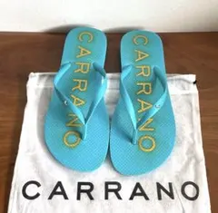 【未使用】CARRANO ビーチサンダル ターコイズブルー ゴールドロゴのサムネイル