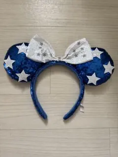 青 スパンコール ミニー カチューシャ