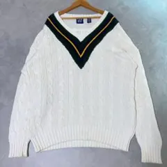90S オールドギャップ チルデンニット ケーブルニット 英国 アイボリー L