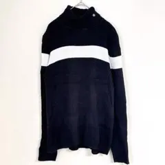 ラルフローレン ボーダー ニット タートルネック 長袖 XL 黒 白 綿 通勤のサムネイル