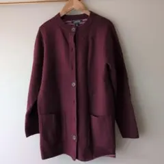 Lands' End ボタン付きカーディガン M バーガンディ