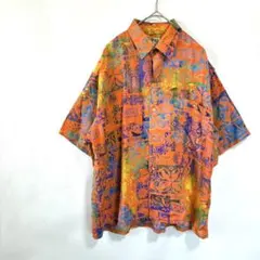 総柄半袖シャツ ヴィンテージ カジュアル カラフル ゆったり 夏 メンズ